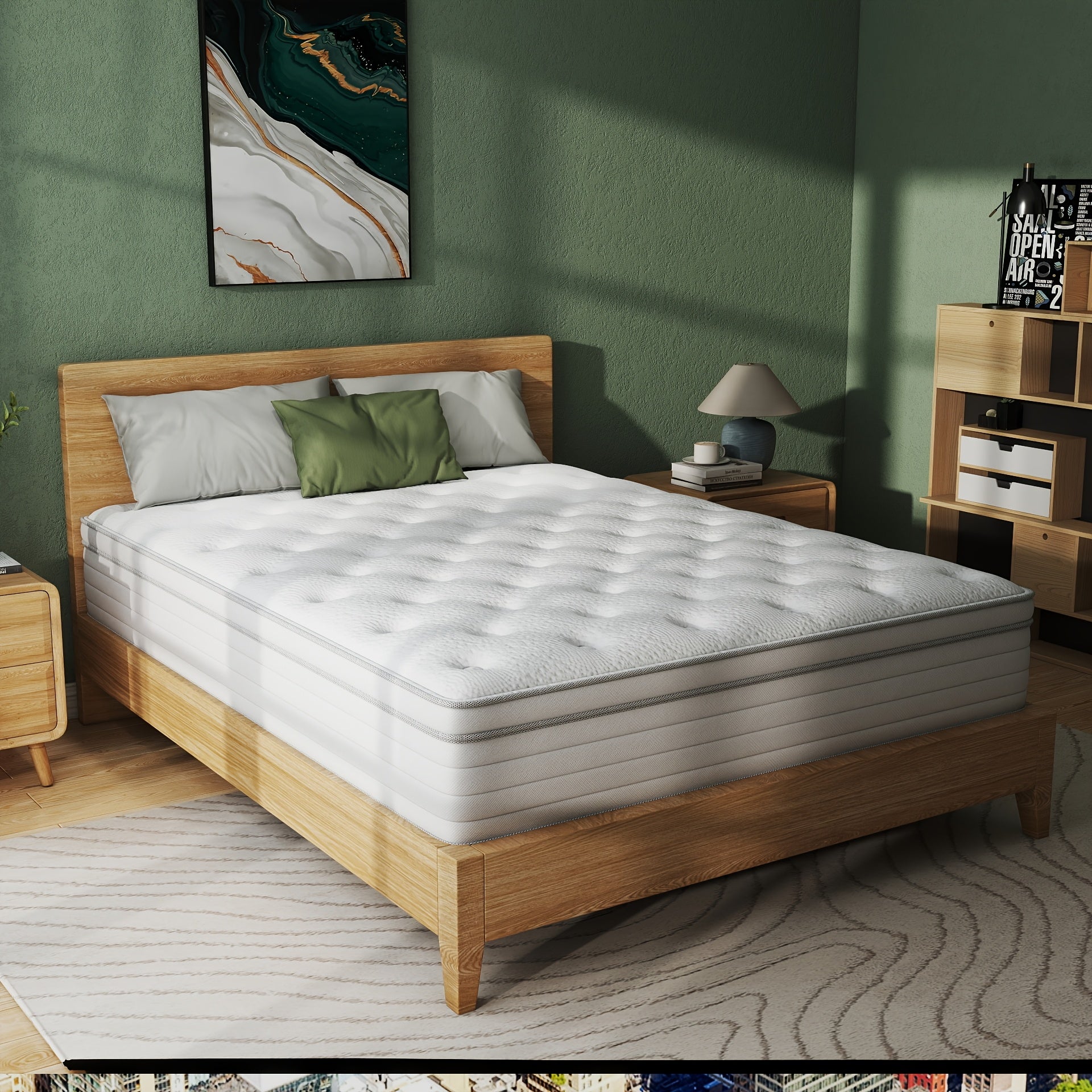 10\u002F12\u002F14 Inch Multilayer Hybrid Full Mattress Queen | Ergonomic Design With Memory Foam And Pocket Spring, Medium Firm Feel, Fire-Resistant, Polyester Cover, Knitted Construction