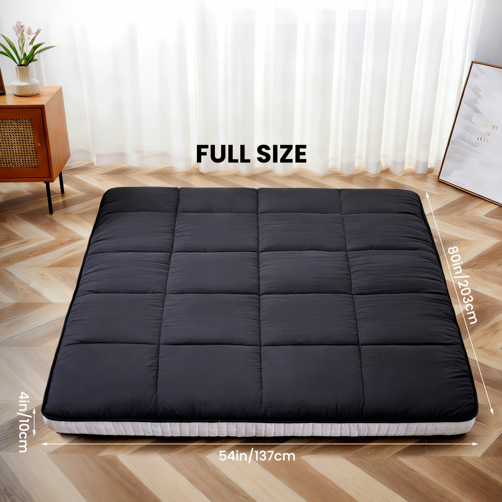 LILYPELLE 4 Inch Thick Japanese Floor Mattress Futon, Foldable Tatami Sleeping Mat, Portable Roll Up Guest Bed, Soft Comfortable Mattress for Bedroom Living Room, Easy to Store And Carry
