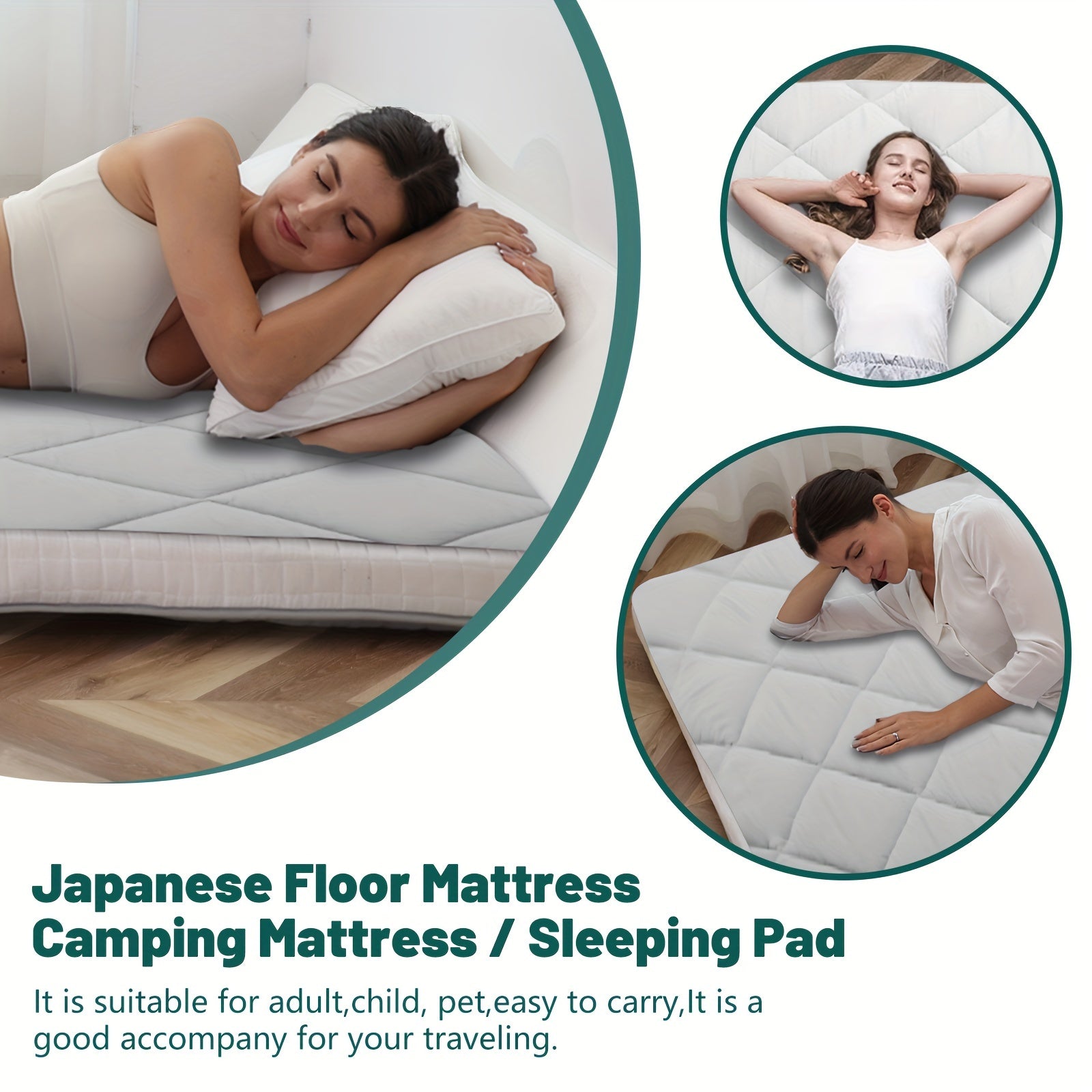 LILYPELLE Foldable Twin Mattress, Portable Japanese Futon Floor Mattress, Tatami Sleeping Mat for Adults, Roll Up Guest Camping Mattress