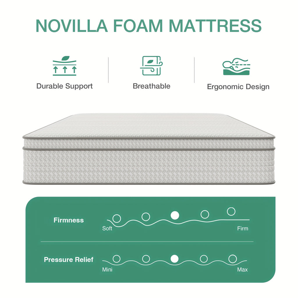 Novilla 6 Inch 8 Inch Hybrid Foam Mattress, SmartS Coil, Pillow Top Design And Motion Isolation