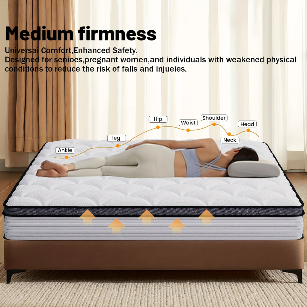 Queen Size Mattress | Independent Pocket Coil & Memory Foam | Boxed Compressed Delivery 10\u002F12\u002F14 Inches Twin, Full, Queen, King
