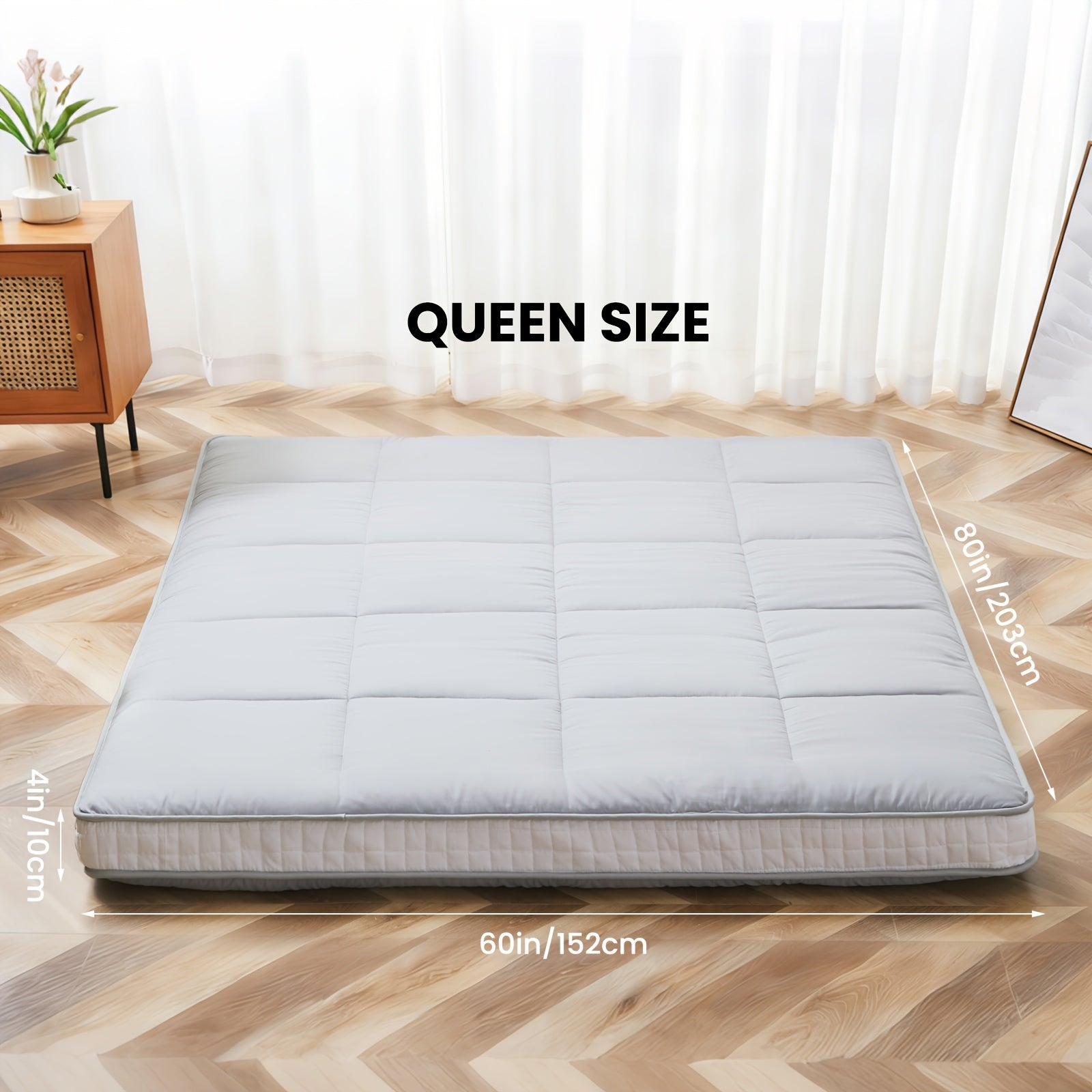 LILYPELLE 4 Inch Thick Japanese Floor Mattress Futon, Foldable Tatami Sleeping Mat, Portable Roll Up Guest Bed, Soft Comfortable Mattress for Bedroom Living Room, Easy to Store And Carry