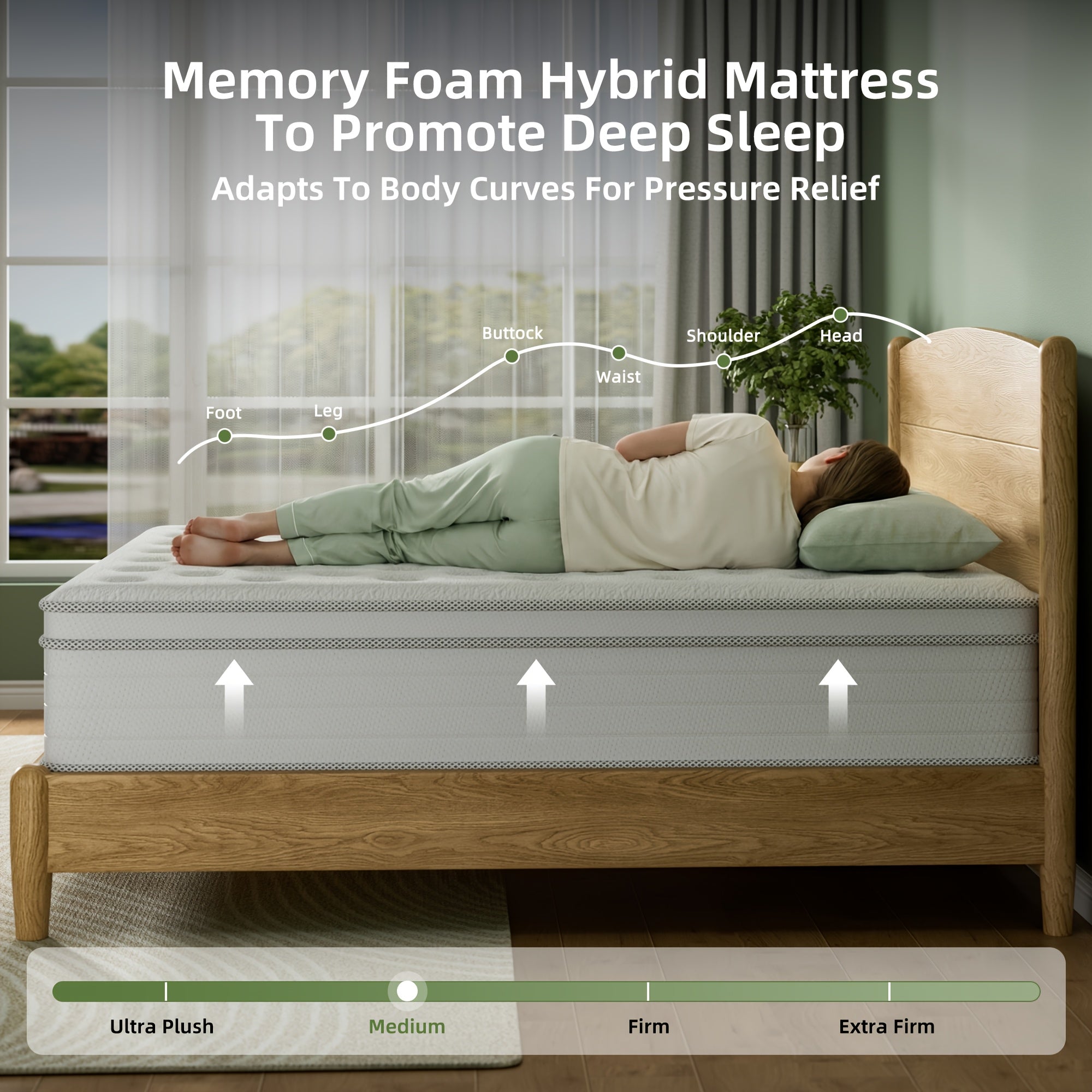 10\u002F12\u002F14 Inch Multilayer Hybrid Full Mattress Queen | Ergonomic Design With Memory Foam And Pocket Spring, Medium Firm Feel, Fire-Resistant, Polyester Cover, Knitted Construction