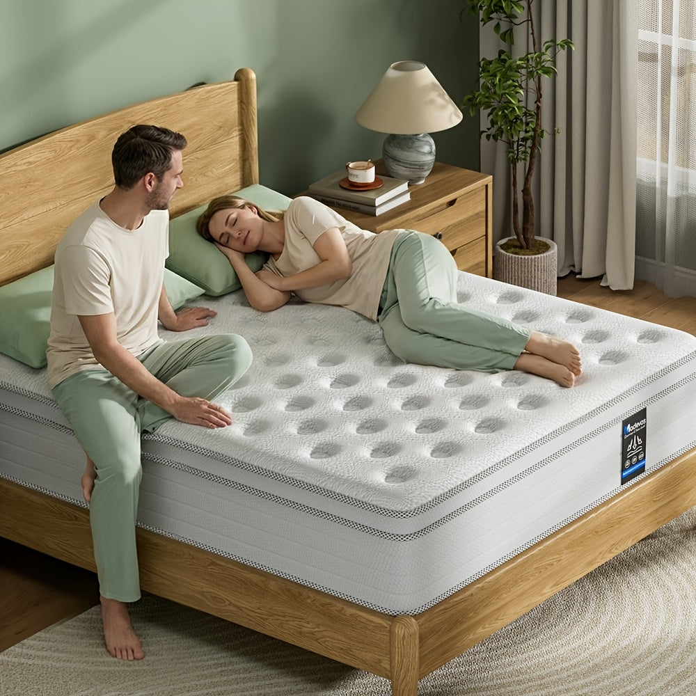 10\u002F12\u002F14 Inch Multilayer Hybrid Full Mattress Queen | Ergonomic Design With Memory Foam And Pocket Spring, Medium Firm Feel, Fire-Resistant, Polyester Cover, Knitted Construction