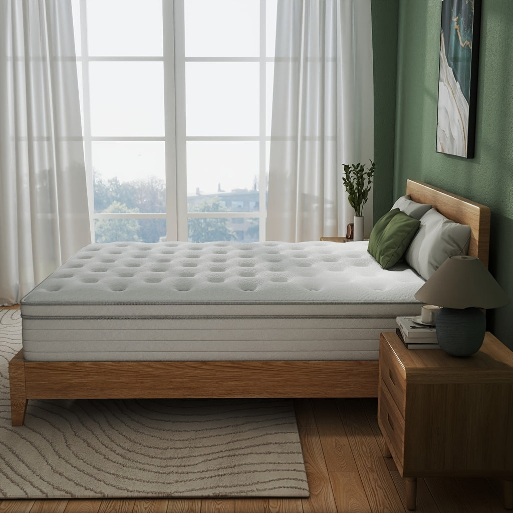 10\u002F12\u002F14 Inch Multilayer Hybrid Full Mattress Queen | Ergonomic Design With Memory Foam And Pocket Spring, Medium Firm Feel, Fire-Resistant, Polyester Cover, Knitted Construction