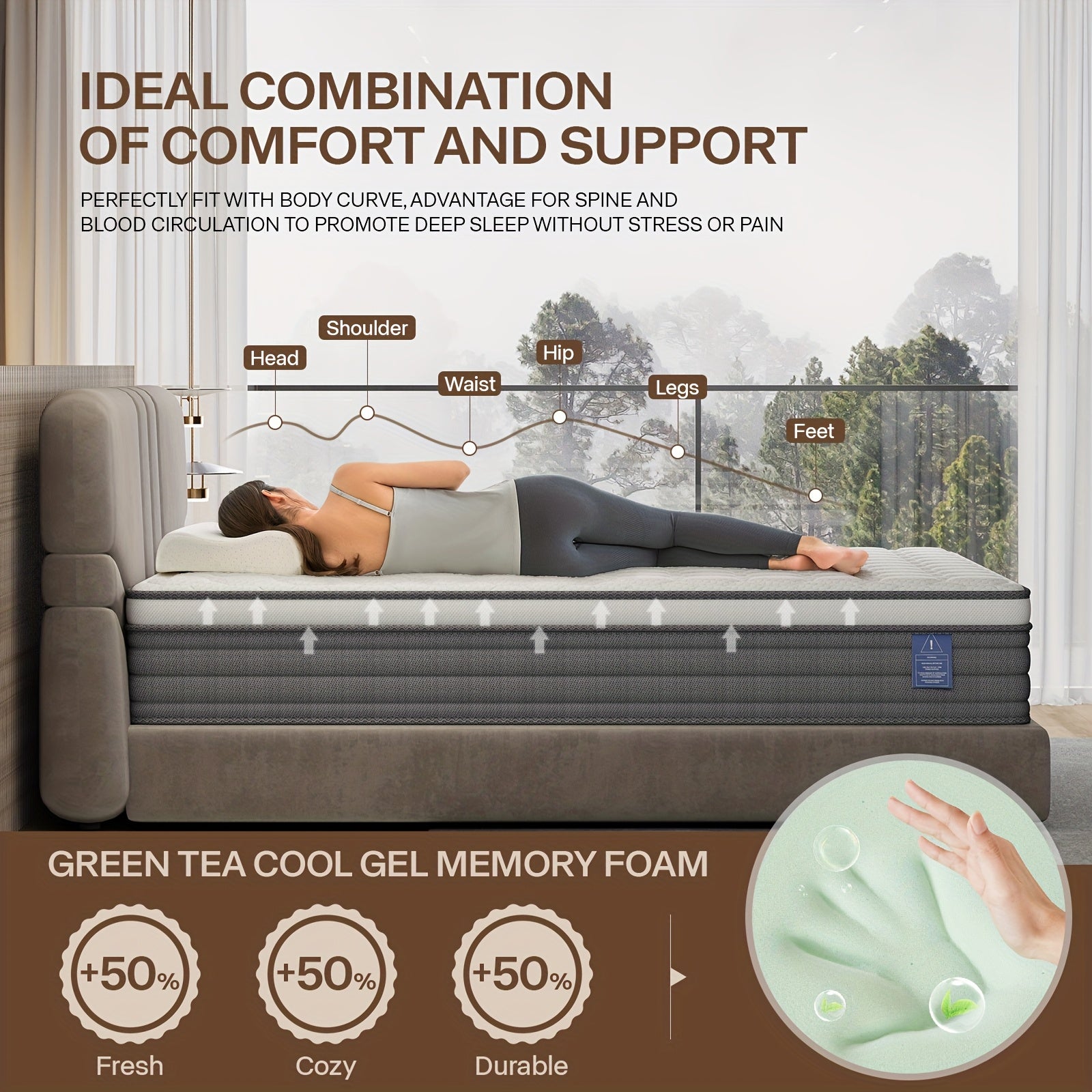 12 Inch Hybrid Mattresses In A Box with Gel Memory Foam, Bed Mattress, Individual Pocket Spring Hybrid Mattress, for Cool Sleep Relieving Pressure Relief, Medium Firm Mattresses, CertiPUR-US