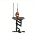 24-Inch Hydraulic Lift Table for Dog Grooming, Featuring a Rotating Round Top Designed for Small Pets at Home, with a 360-Degree Rotation And an Adjustable Overhead Arm