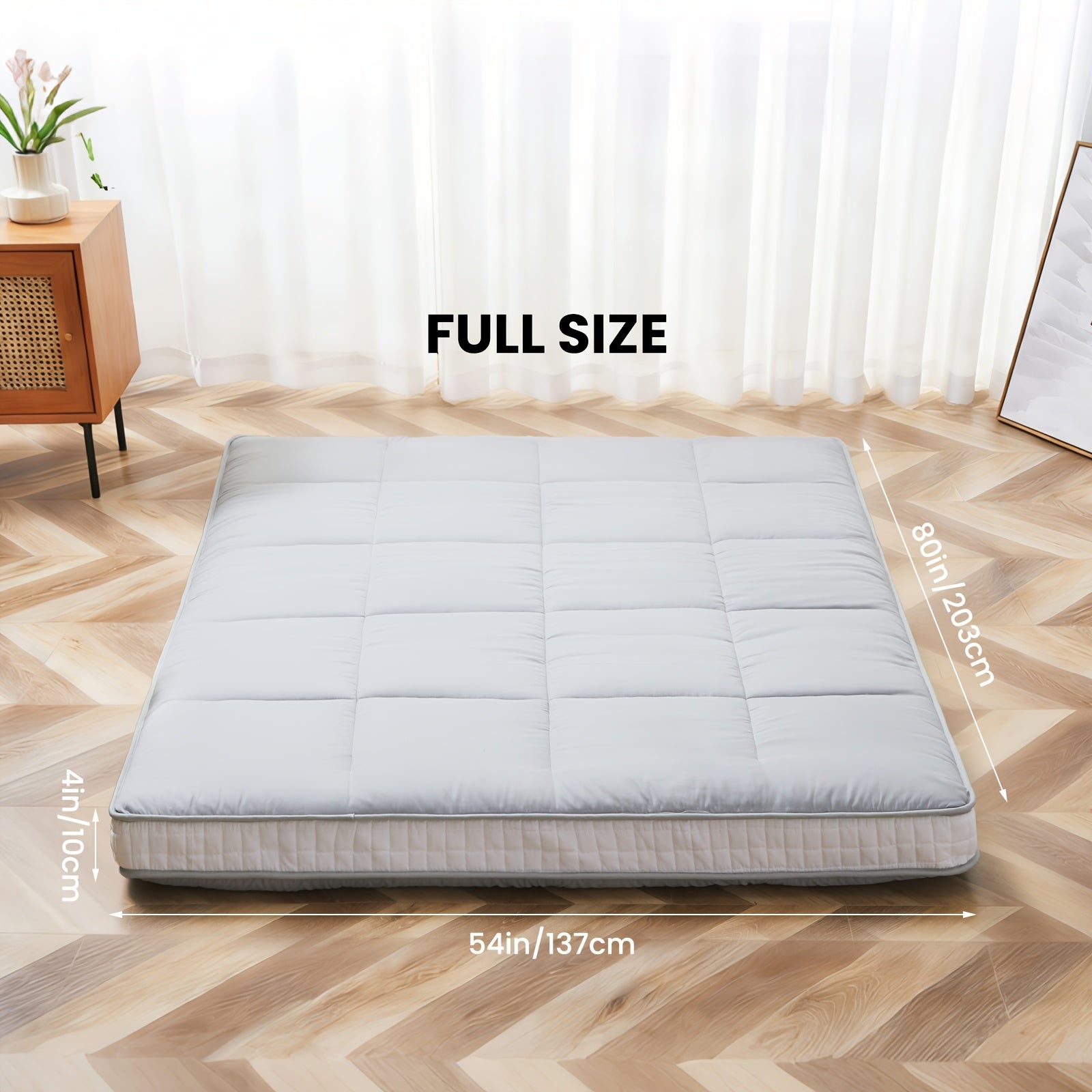 LILYPELLE 4 Inch Thick Japanese Floor Mattress Futon, Foldable Tatami Sleeping Mat, Portable Roll Up Guest Bed, Soft Comfortable Mattress for Bedroom Living Room, Easy to Store And Carry