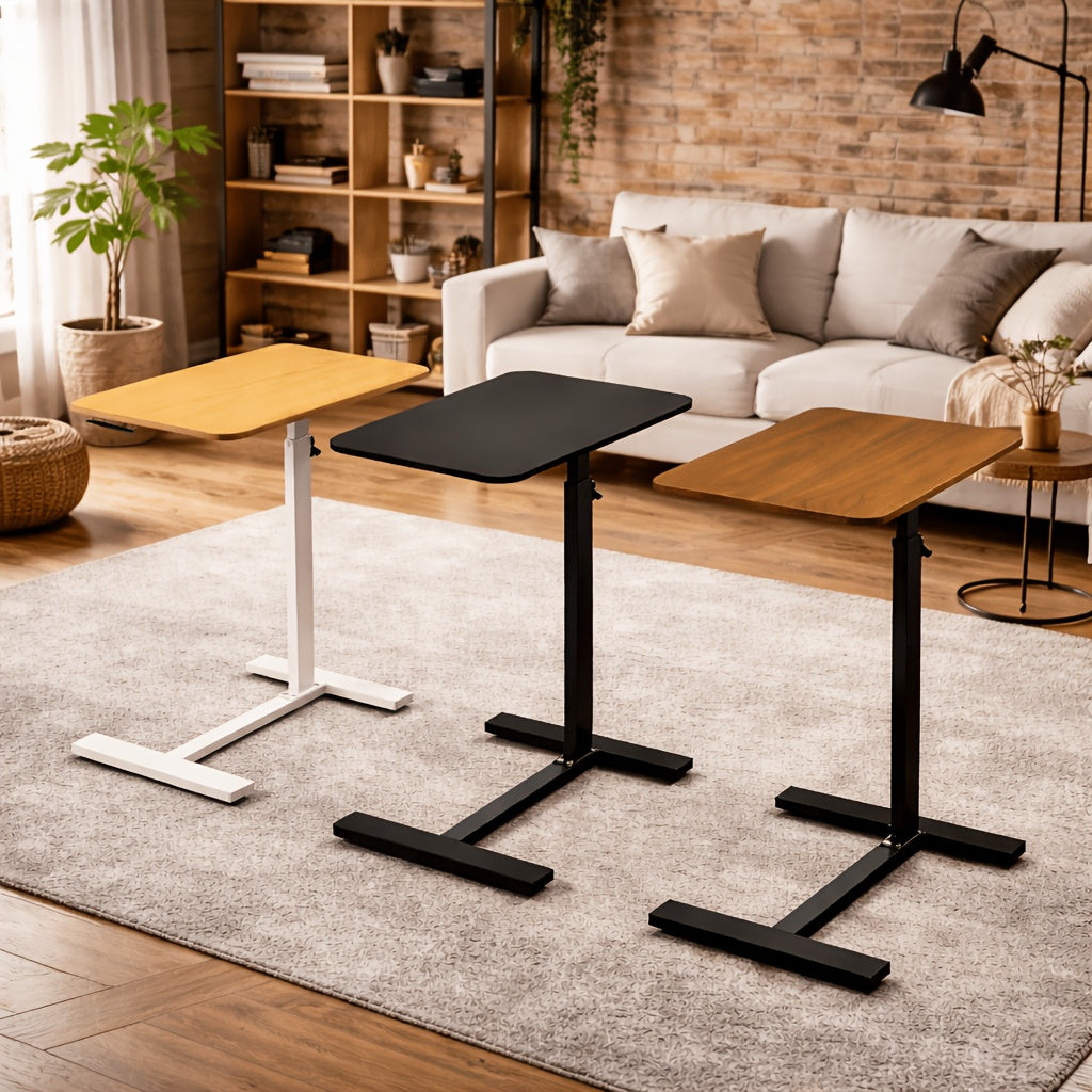 Mobile Lift Top Table with Hidden Wheels Adjustable Height Straight Leg Desk for Sofa Side Table Bedside Study And Office Workstation Home Use