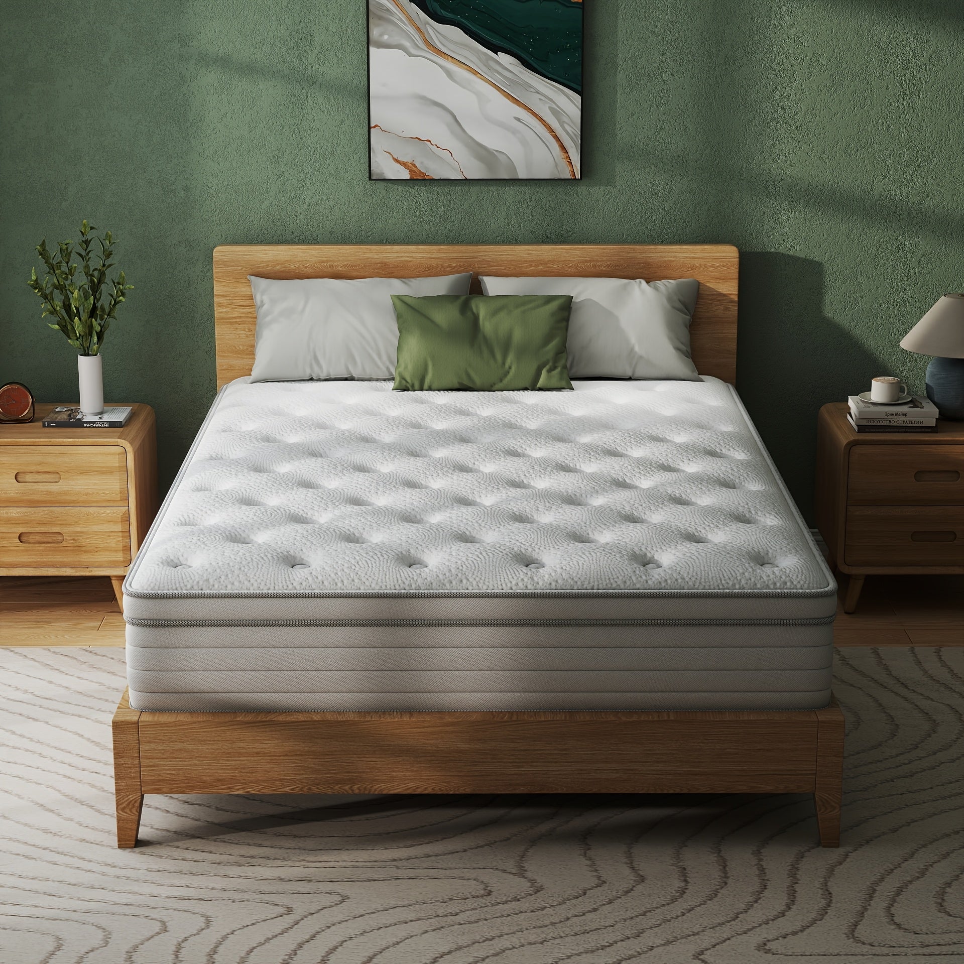 10\u002F12\u002F14 Inch Multilayer Hybrid Full Mattress Queen | Ergonomic Design With Memory Foam And Pocket Spring, Medium Firm Feel, Fire-Resistant, Polyester Cover, Knitted Construction