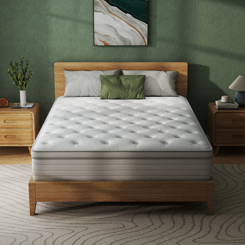 10\u002F12\u002F14 Inch Multilayer Hybrid Full Mattress Queen | Ergonomic Design With Memory Foam And Pocket Spring, Medium Firm Feel, Fire-Resistant, Polyester Cover, Knitted Construction