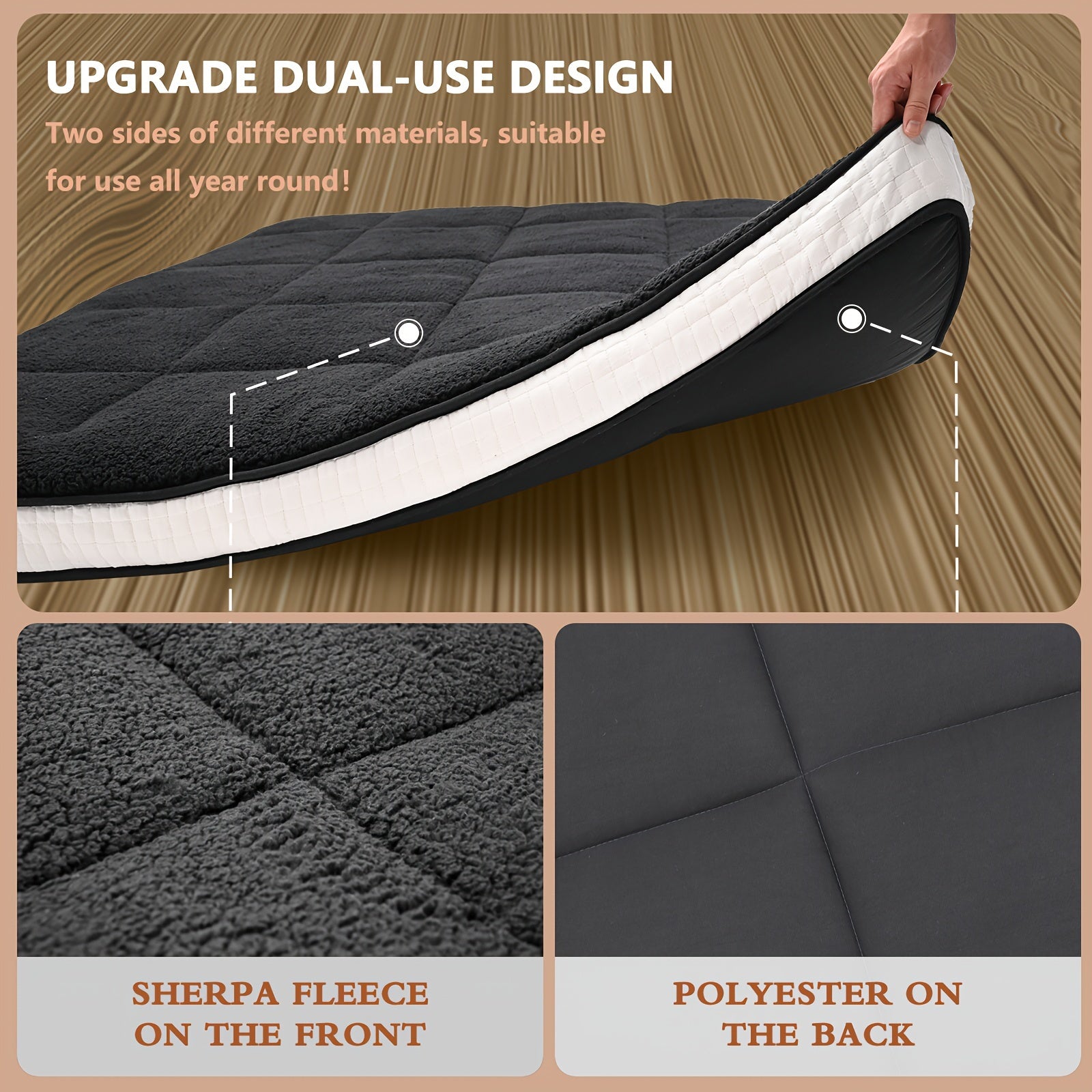 Lilypelle Plush Tatami Mattress - Foldable Japanese-Style Floor Mat - Ultra-Soft Plush Surface Adult Sleeping Pad - Tatami Mat Suitable for Camping, Guest Rooms, and RV Use