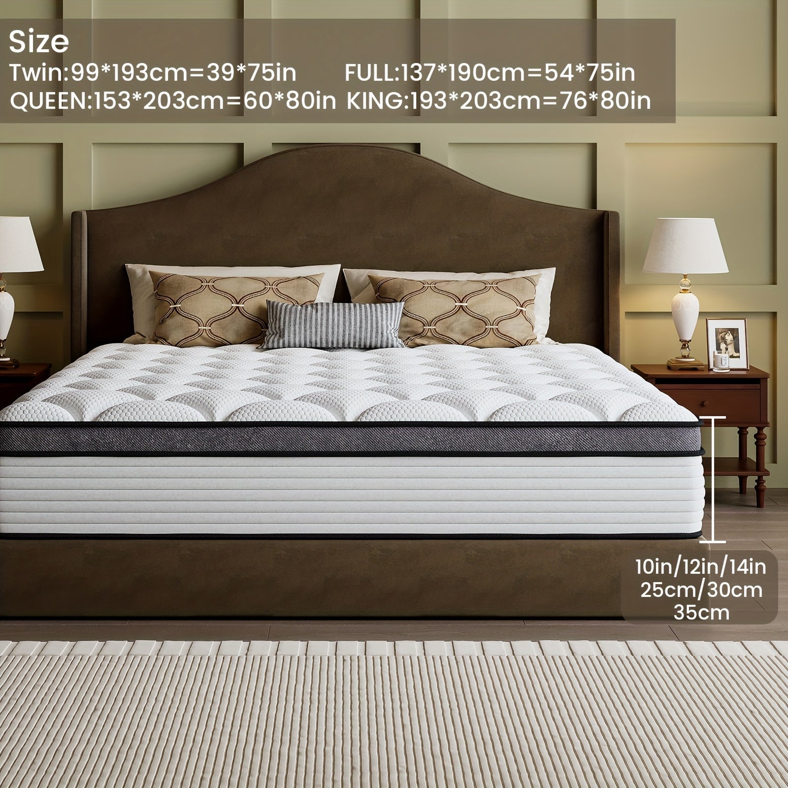 Queen Size Mattress | Independent Pocket Coil & Memory Foam | Boxed Compressed Delivery 10\u002F12\u002F14 Inches Twin, Full, Queen, King