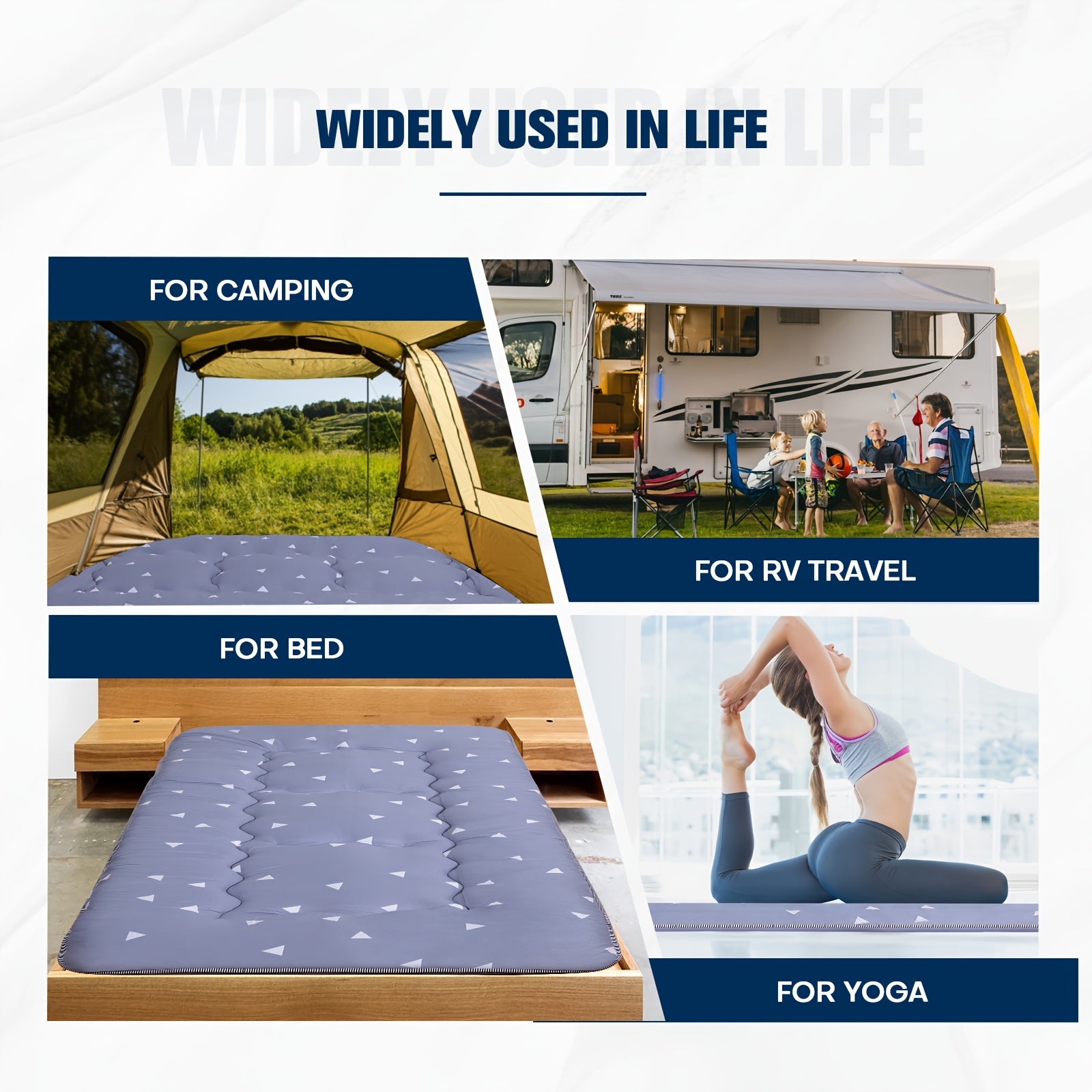 4 Inch Thickened Japanese Floor Futon Pad Foldable Tatami Sleeping Pad Roll Up Floor Bed Cushion with Portable Storage Bag for Travel Camping Guest Room Dormitory Lounger