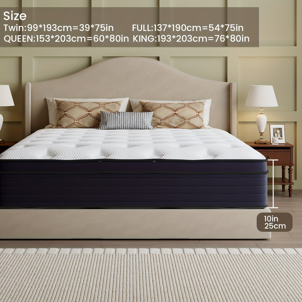 Heavy-Duty Reinforced Mattress 10\u002F12\u002F14 Inch Queen Size - Independent Spring System for Firm Support, High-Density Foam with Reinforced Edges, Ultra-Quiet Design, Boxed Delivery (Available Sizes: Twin\u002FFull\u002FQueen\u002FKing)
