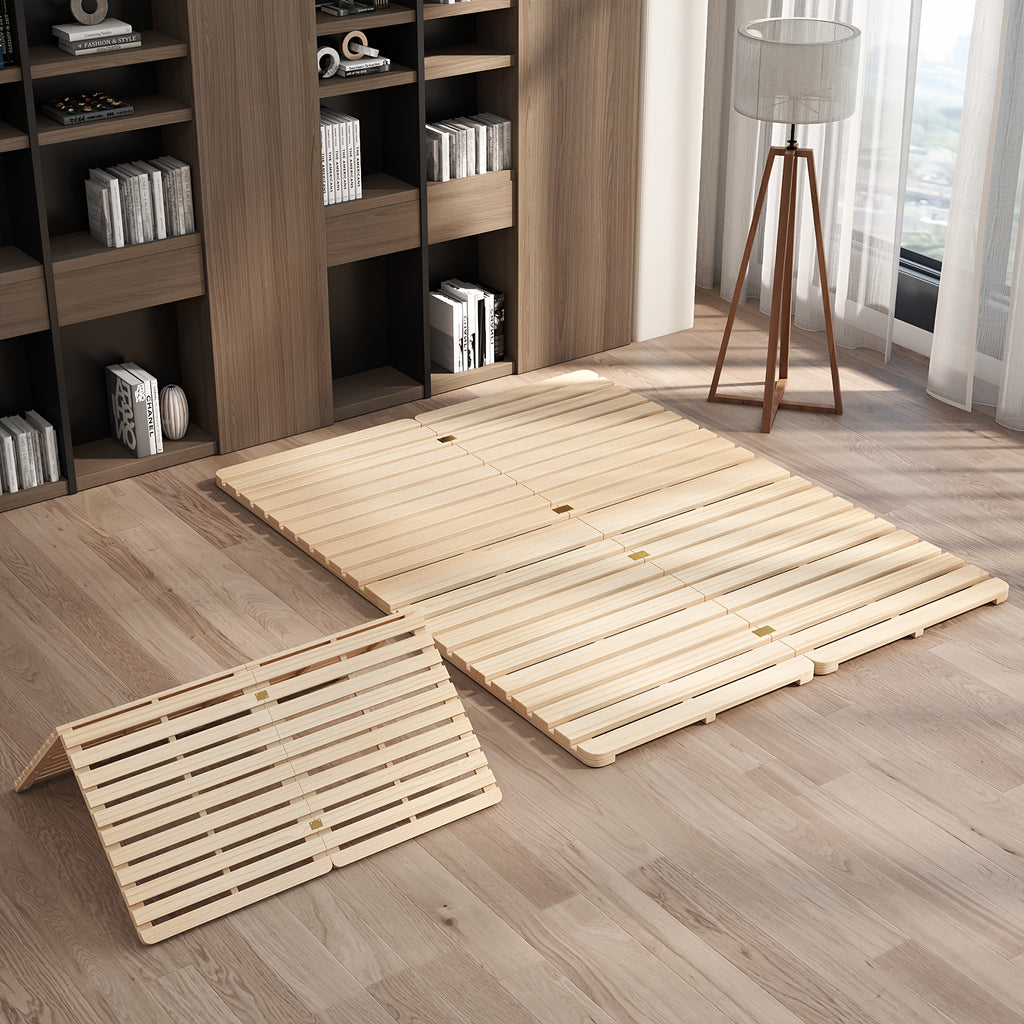 LILYPELLE Japanese Tatami Bed Frame, Foldable Wood Slatted Floor Bed For Futon Mattress, Twin Full Queen King Size