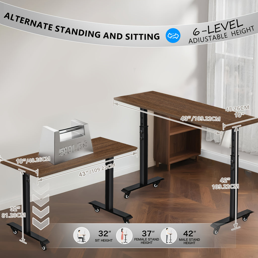32-42in Lifting Worktable, Adjustable Worktable with Wheels, Equipped with 360 ° Universal Wheels And Brake Wheels, And A Worktable with Foot Pads, Suitable for Home, Garage, And Office Use