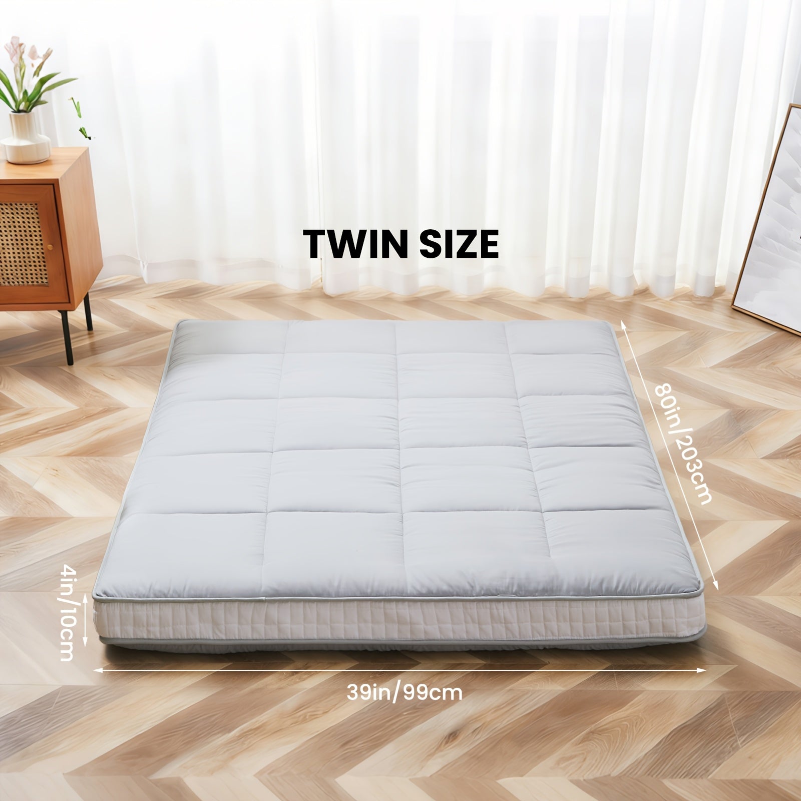 LILYPELLE 4 Inch Thick Japanese Floor Mattress Futon, Foldable Tatami Sleeping Mat, Portable Roll Up Guest Bed, Soft Comfortable Mattress for Bedroom Living Room, Easy to Store And Carry
