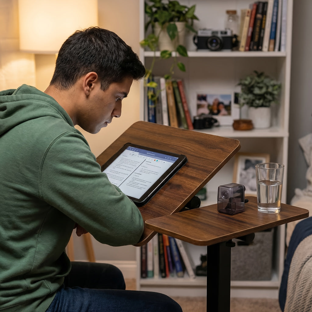 Office Tables Computer Workstations Mobile Lift Top Laptop Desk With Hidden Wheels Adjustable Height Rolling Computer Table Tilting Desktop Sofa Side Table Study Desk Home Office Living Room Couch Use