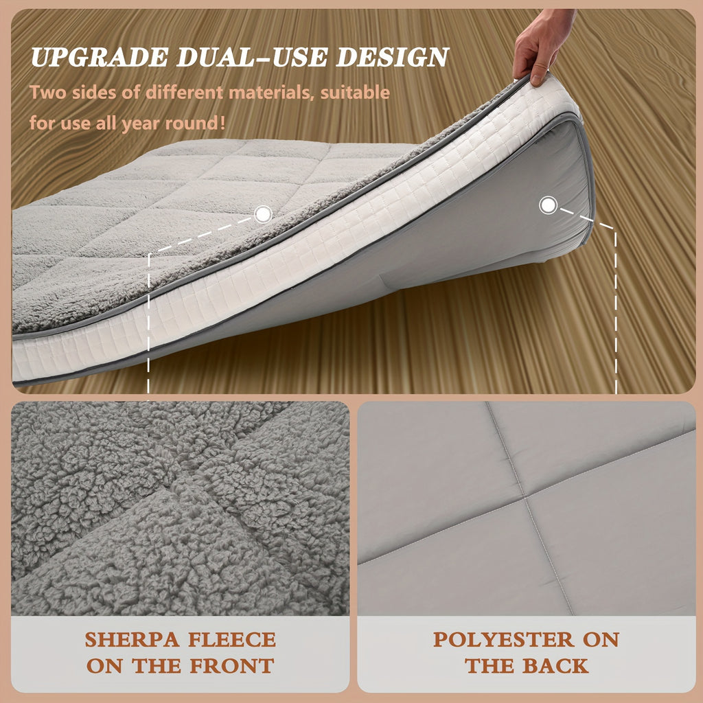 Lilypelle Plush Tatami Mattress - Foldable Japanese-Style Floor Mat - Ultra-Soft Plush Surface Adult Sleeping Pad - Tatami Mat Suitable for Camping, Guest Rooms, and RV Use