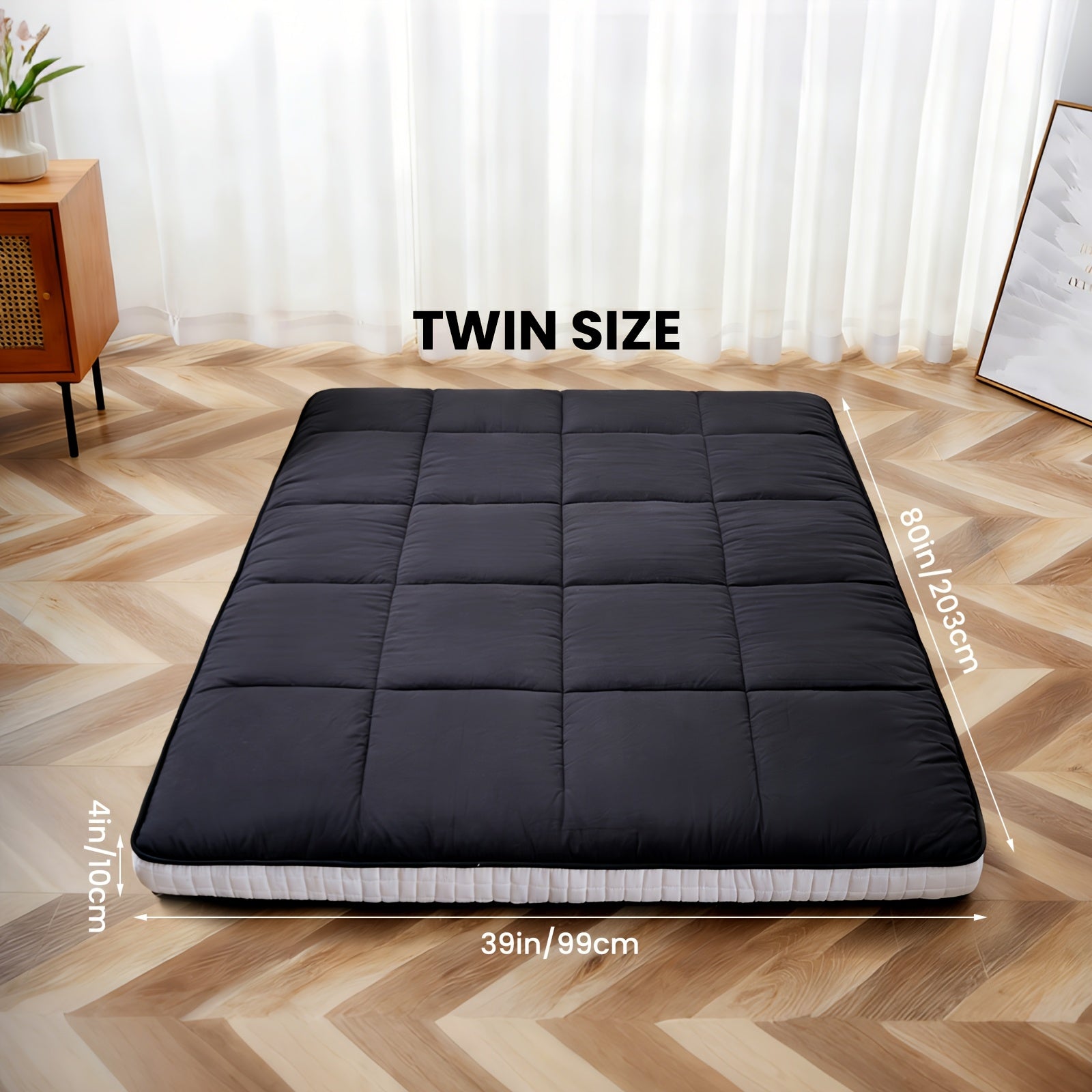 LILYPELLE 4 Inch Thick Japanese Floor Mattress Futon, Foldable Tatami Sleeping Mat, Portable Roll Up Guest Bed, Soft Comfortable Mattress for Bedroom Living Room, Easy to Store And Carry