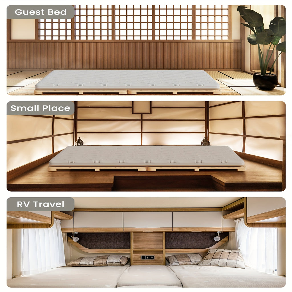 LILYPELLE Japanese Tatami Bed Frame, Foldable Wood Slatted Floor Bed For Futon Mattress, Twin Full Queen King Size