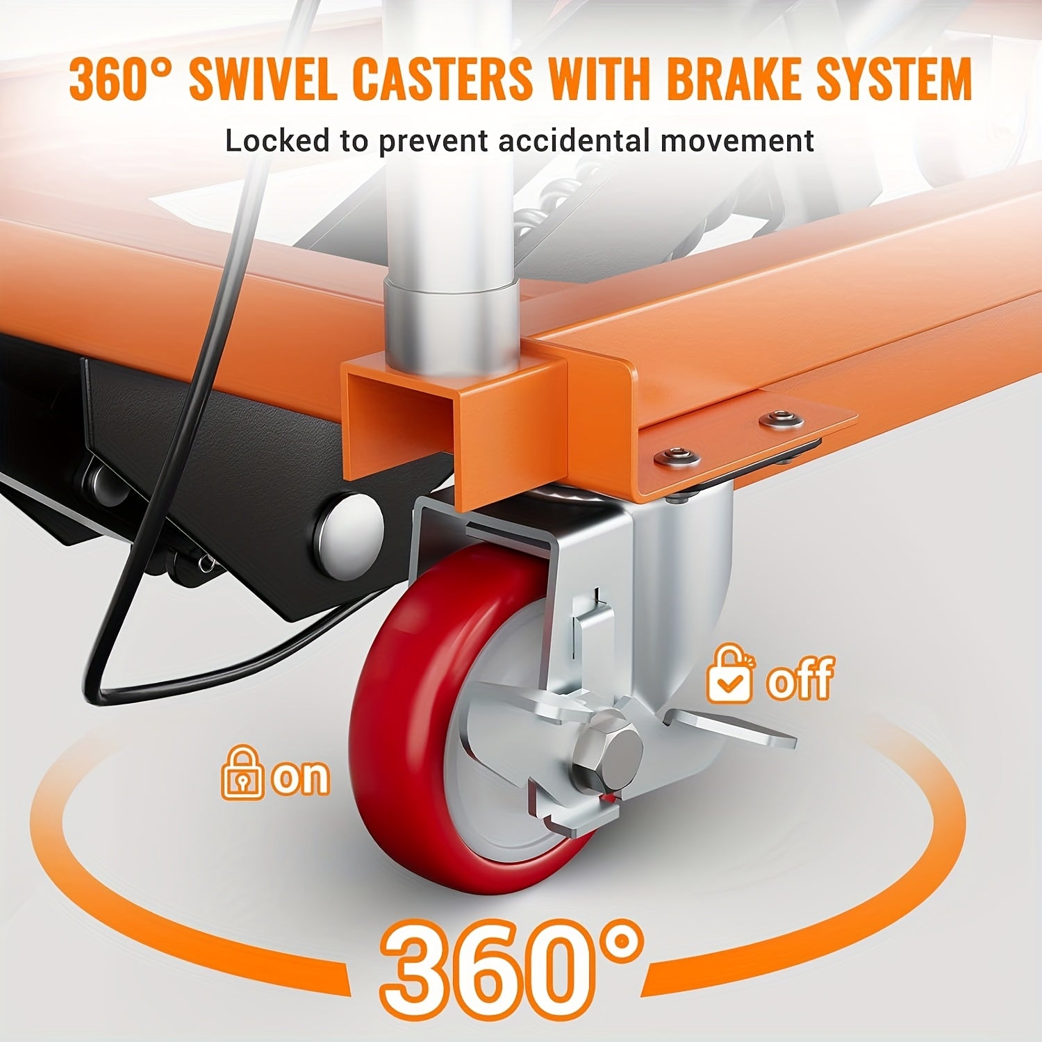 1100Lbs Capacity Hydraulic Lift Table Cart, Manual Single Scissor Lift Table, Lifting Height, with Locking Wheels And Non-Slip Pad, Hydraulic Scissor Cart for Material Handling Warehouse Supermarket Motorcycle Repair