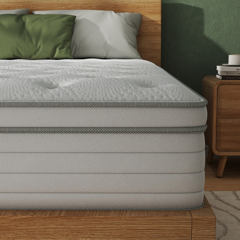 10\u002F12\u002F14 Inch Multilayer Hybrid Full Mattress Queen | Ergonomic Design With Memory Foam And Pocket Spring, Medium Firm Feel, Fire-Resistant, Polyester Cover, Knitted Construction