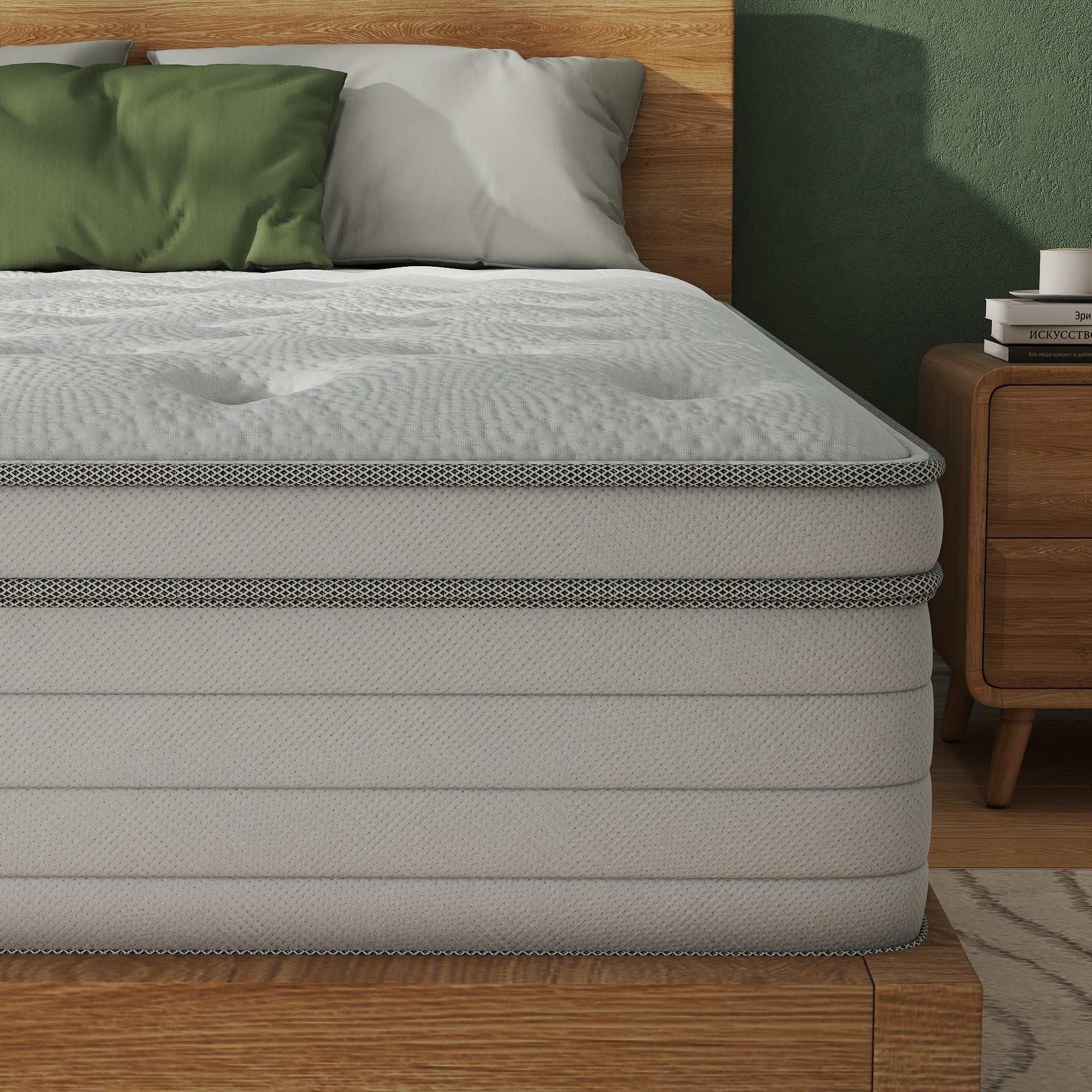10\u002F12\u002F14 Inch Multilayer Hybrid Full Mattress Queen | Ergonomic Design With Memory Foam And Pocket Spring, Medium Firm Feel, Fire-Resistant, Polyester Cover, Knitted Construction