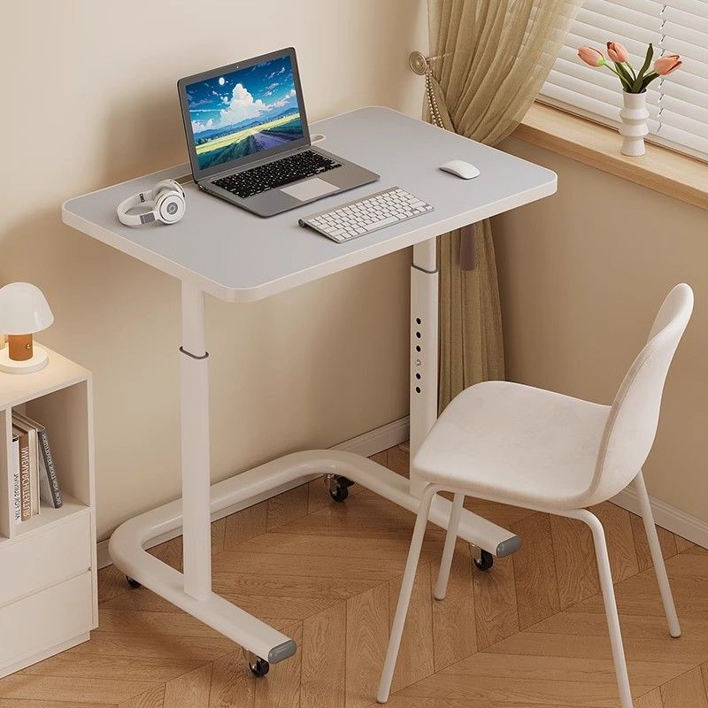 6-Setting Height Adjustable Desk Side Laptop Desk, Smooth Rolling Wheels for Home Office, Portable Lift Table for Laptop& Documents, Multifunctional Workstation Essential Gift