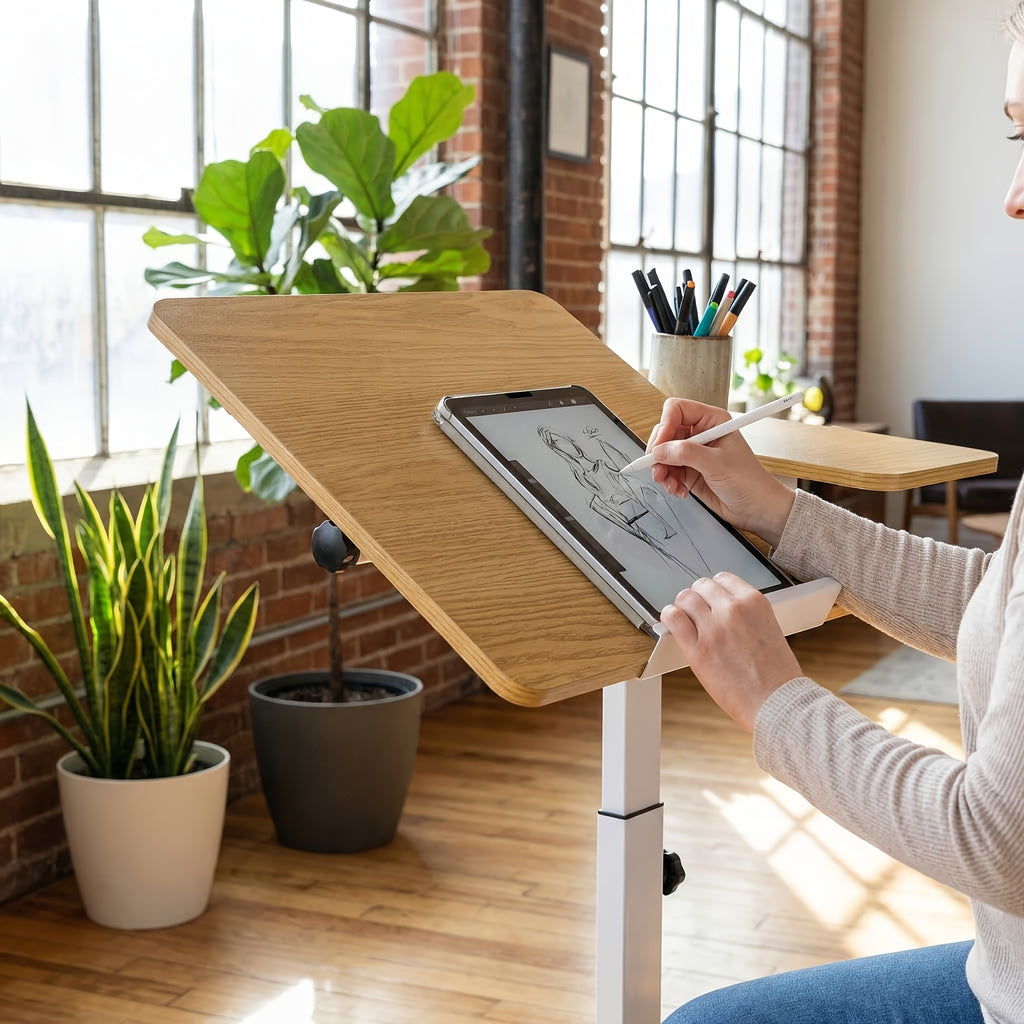 Office Tables Computer Workstations Mobile Lift Top Laptop Desk With Hidden Wheels Adjustable Height Rolling Computer Table Tilting Desktop Sofa Side Table Study Desk Home Office Living Room Couch Use