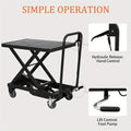 1100Lbs Capacity Hydraulic Lift Table Cart, Manual Single Scissor Lift Table, Lifting Height, with Locking Wheels And Non-Slip Pad, Hydraulic Scissor Cart for Material Handling Warehouse Supermarket Motorcycle Repair