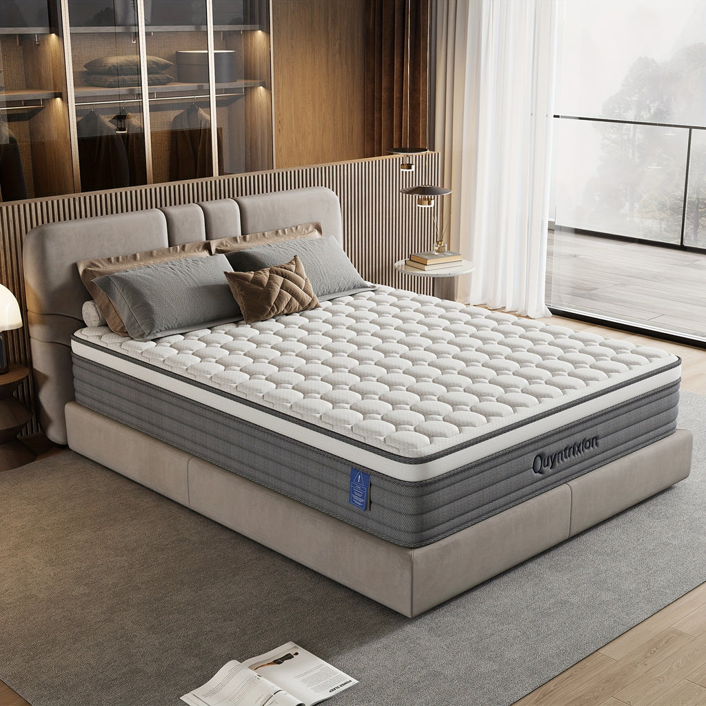 12 Inch Hybrid Mattresses In A Box with Gel Memory Foam, Bed Mattress, Individual Pocket Spring Hybrid Mattress, for Cool Sleep Relieving Pressure Relief, Medium Firm Mattresses, CertiPUR-US