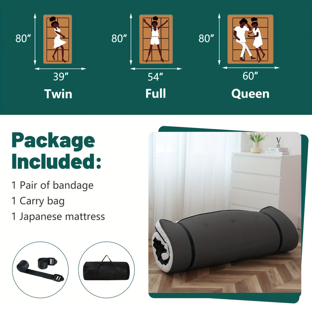 LILYPELLE Foldable Twin Mattress, Portable Japanese Futon Floor Mattress, Tatami Sleeping Mat for Adults, Roll Up Guest Camping Mattress