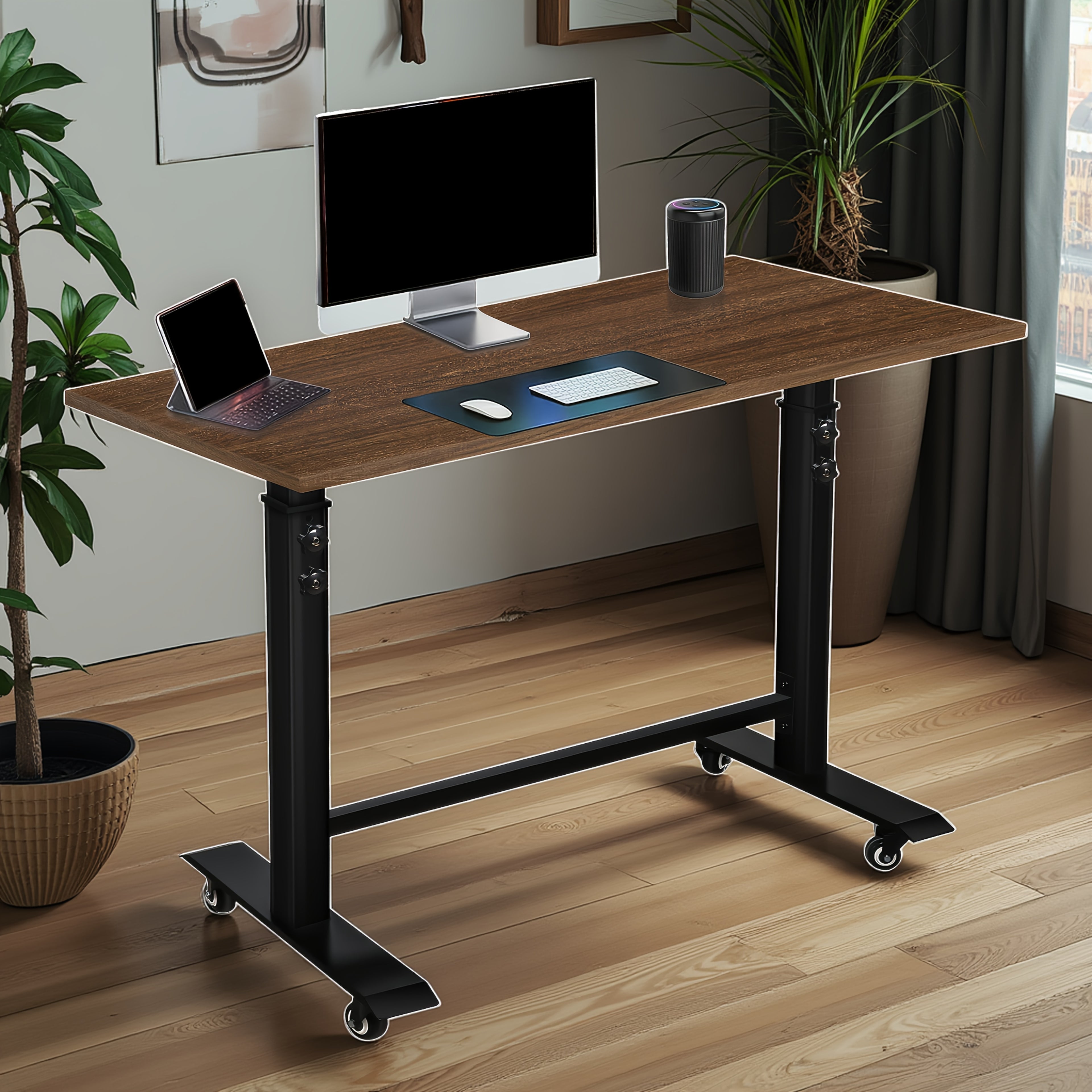 32-42in Lifting Worktable, Adjustable Worktable with Wheels, Equipped with 360 ° Universal Wheels And Brake Wheels, And A Worktable with Foot Pads, Suitable for Home, Garage, And Office Use