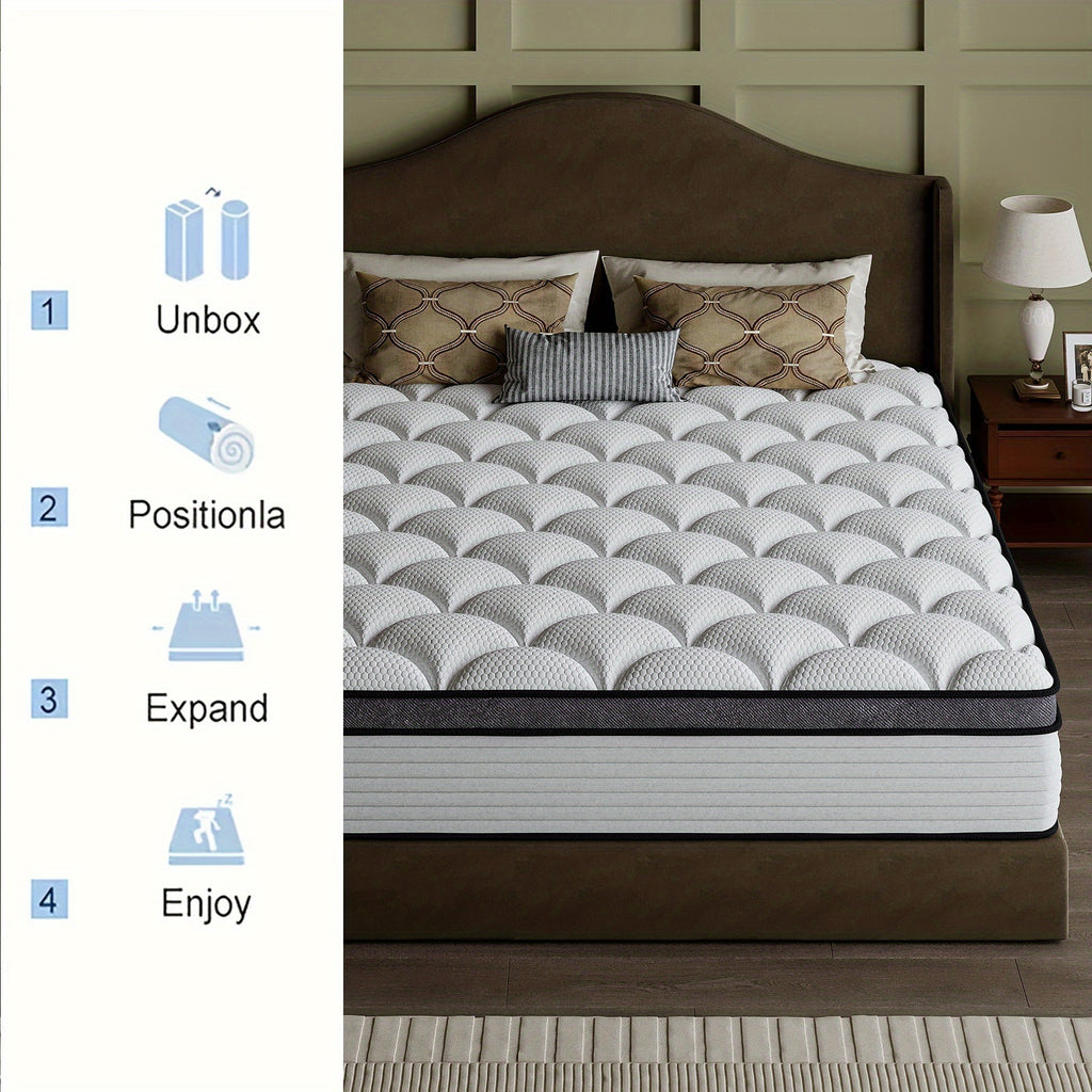 Queen Size Mattress | Independent Pocket Coil & Memory Foam | Boxed Compressed Delivery 10\u002F12\u002F14 Inches Twin, Full, Queen, King