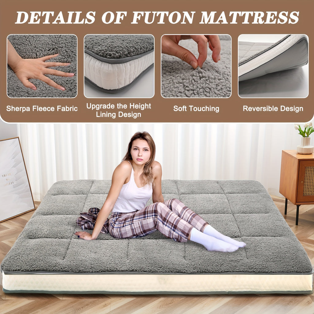 Lilypelle Plush Tatami Mattress - Foldable Japanese-Style Floor Mat - Ultra-Soft Plush Surface Adult Sleeping Pad - Tatami Mat Suitable for Camping, Guest Rooms, and RV Use